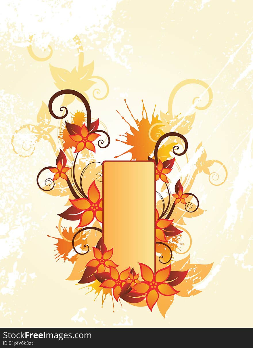 Autumn floral frame with place for text