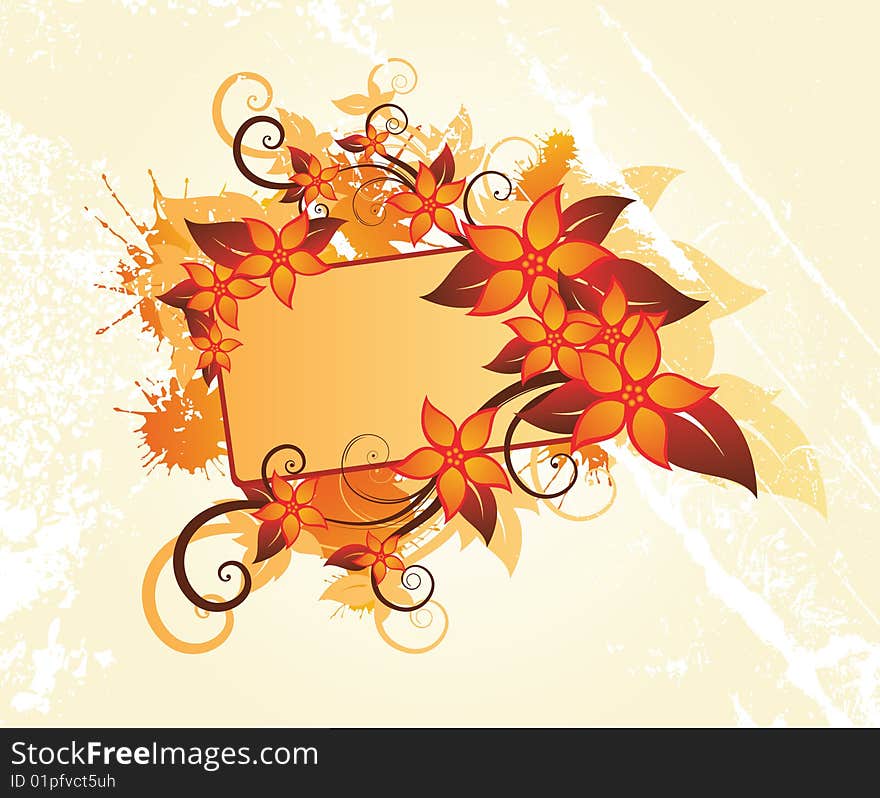 Autumn floral frame with place for text