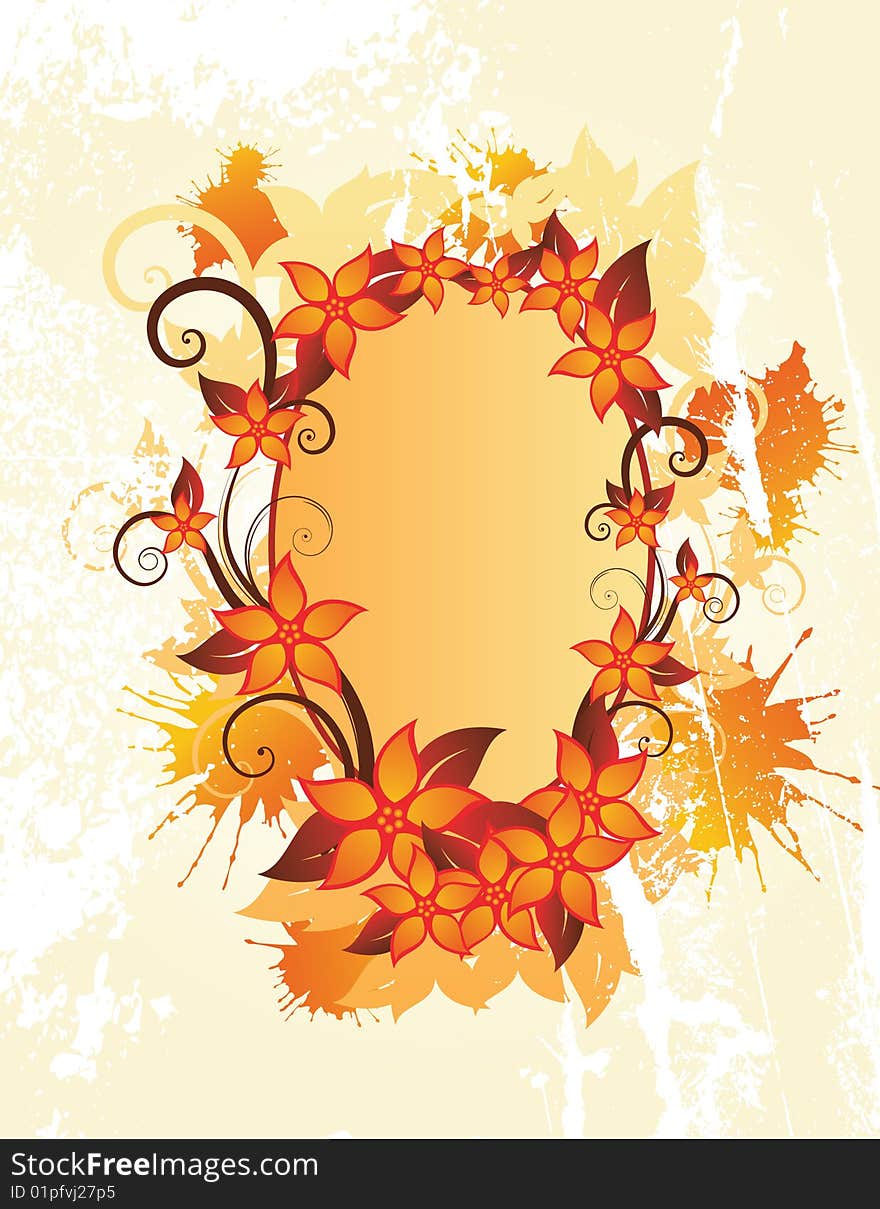 Autumn floral frame with place for text