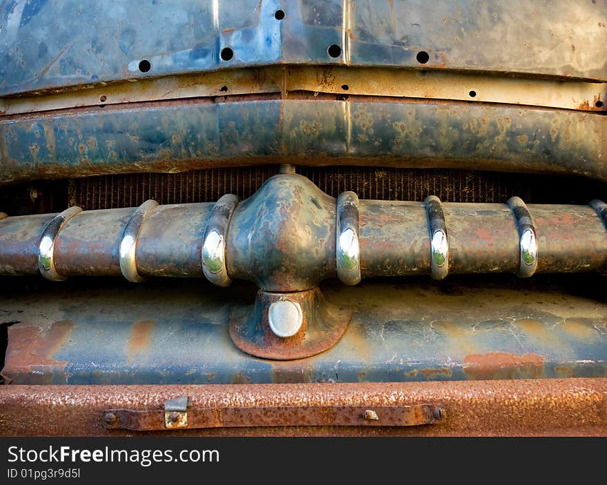 Rusty front of a vintage car. Rusty front of a vintage car