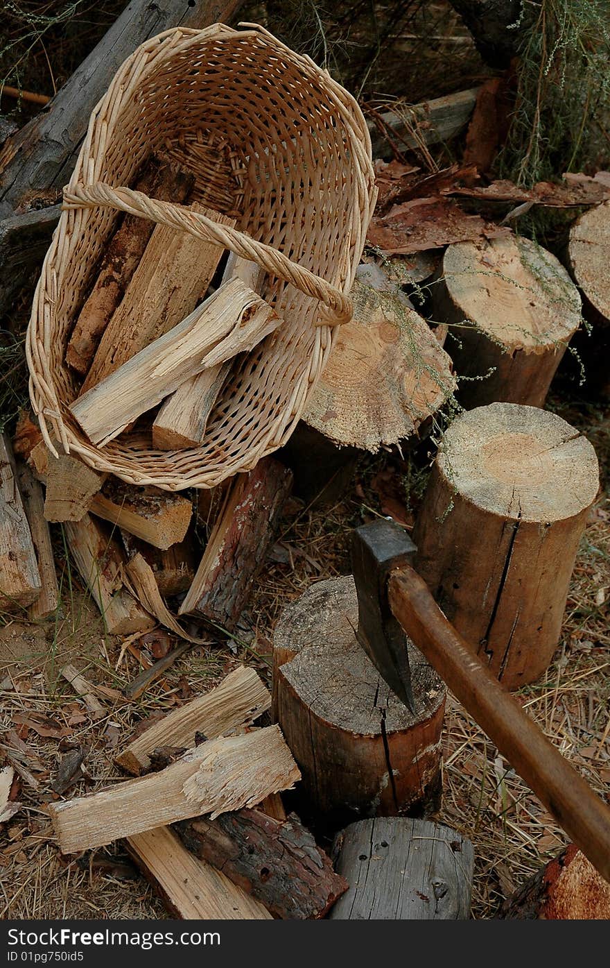 Fire wood and axe