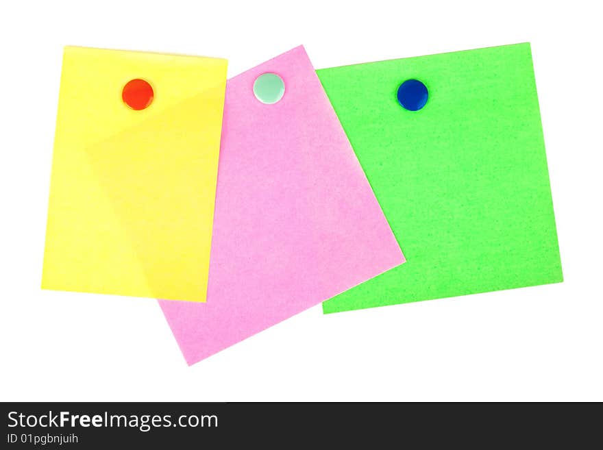 Multicolored note paper isolated on white background