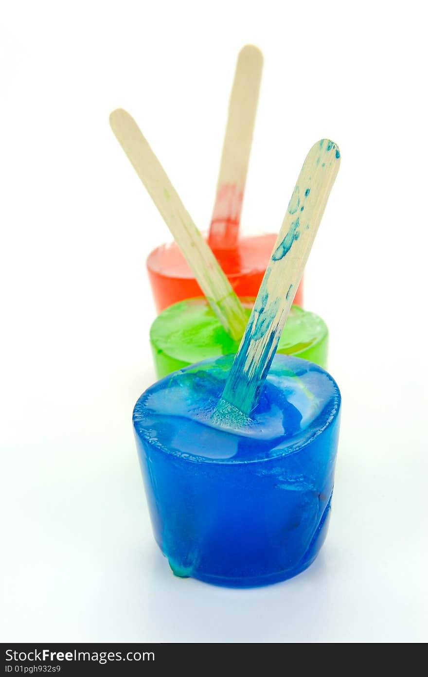 Flovored icy poles isolated against a white background