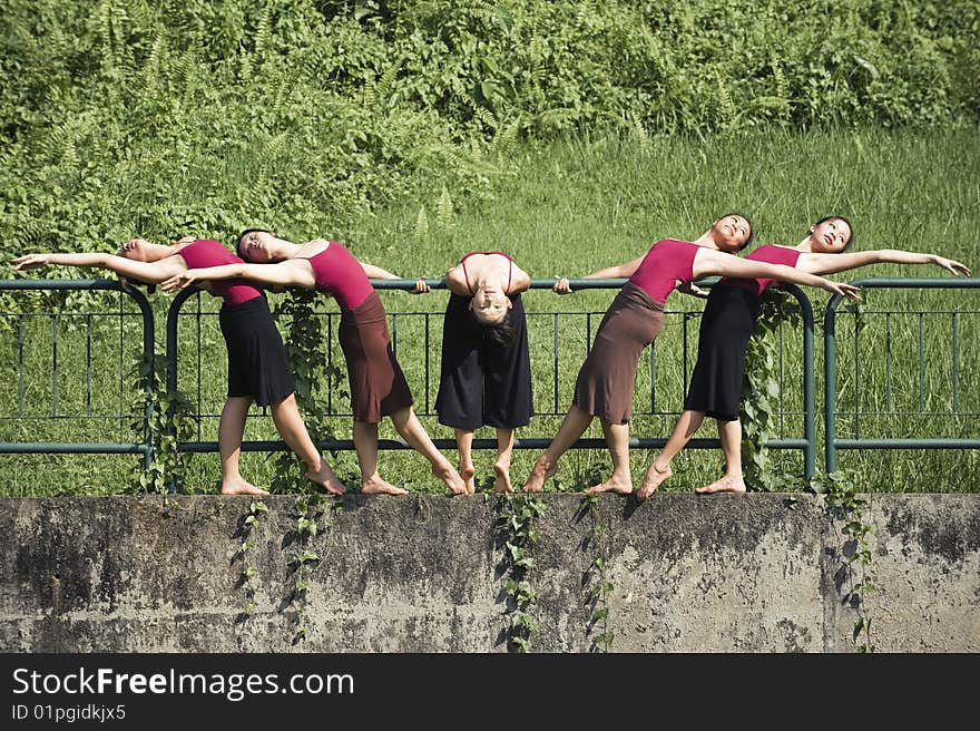 Portrait of asian ballet dancers outdoor