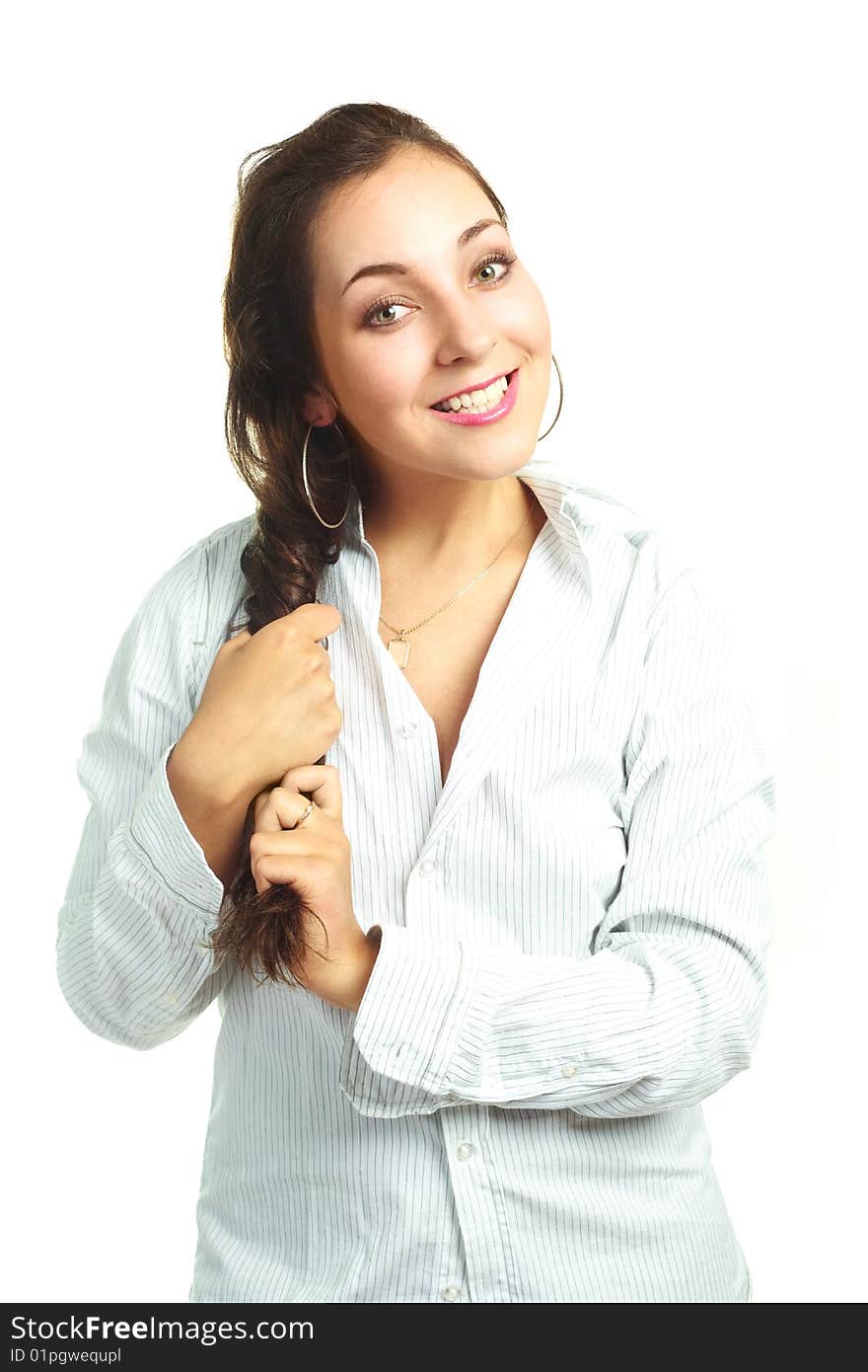 Sexy girl wearing a white shirt