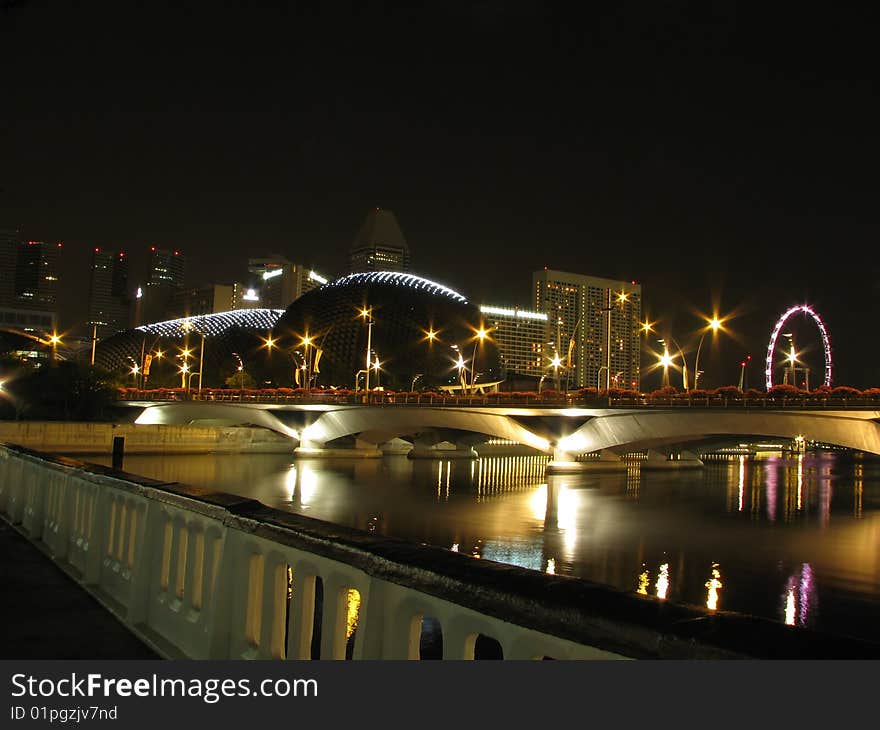 Bridge over Singapore River at Esplanade. Bridge over Singapore River at Esplanade.