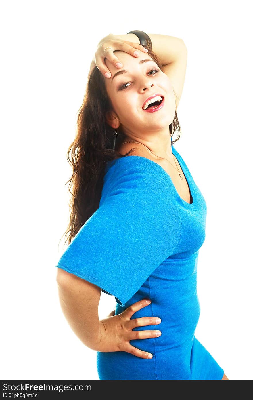 Portrait of a sexy young brunette woman against white background. Portrait of a sexy young brunette woman against white background