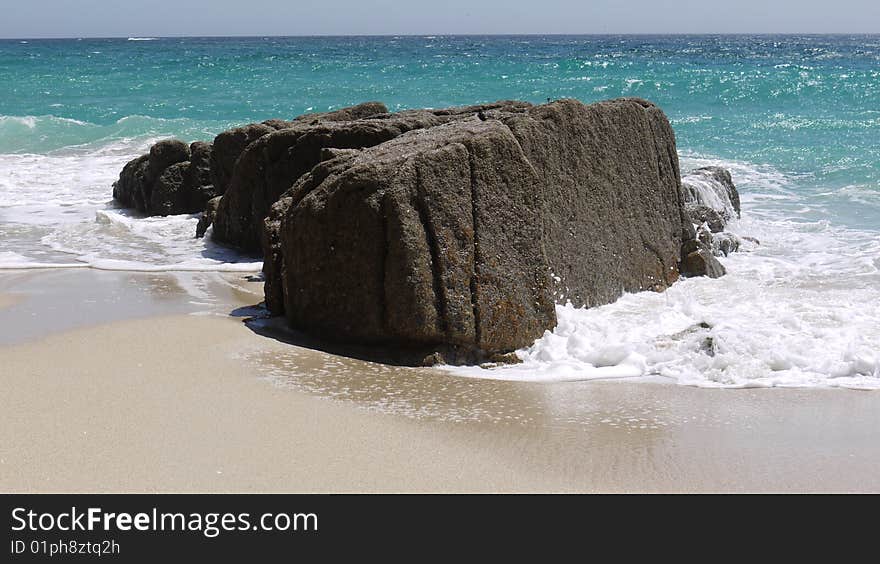 Rock on a beach.