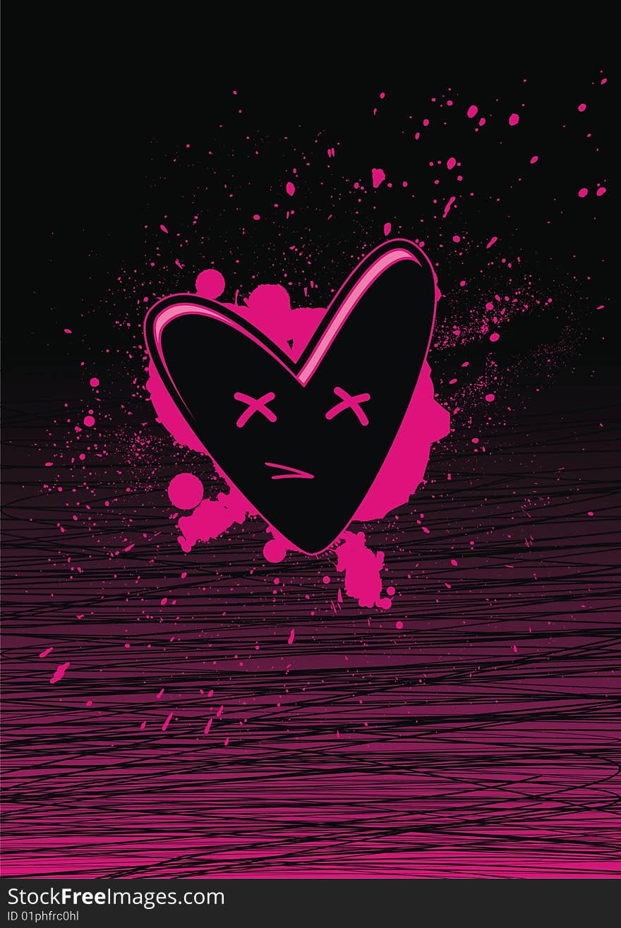 Black and pink hearts 
for design and background