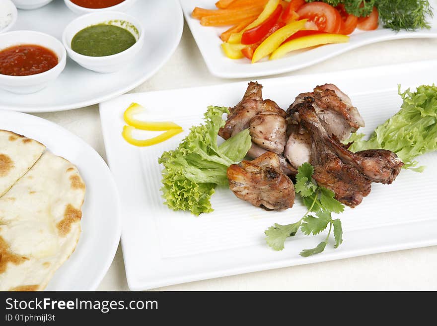 Fry chicken wings, on a white background