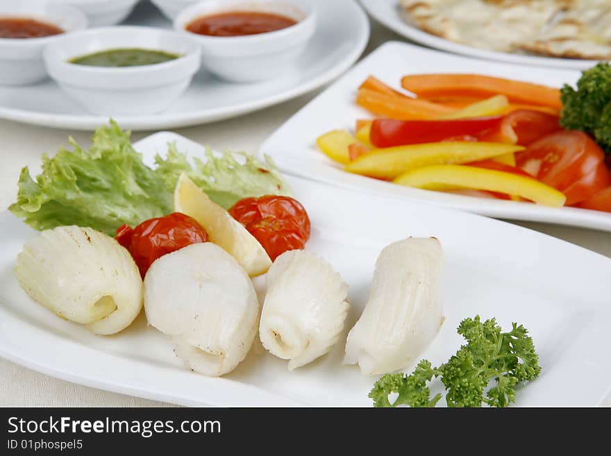 Calamary Squid To Prepare A Tomato Pepper