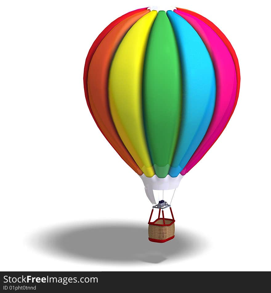 Rendering of a colorful balloon with Clipping Path and shadow over white