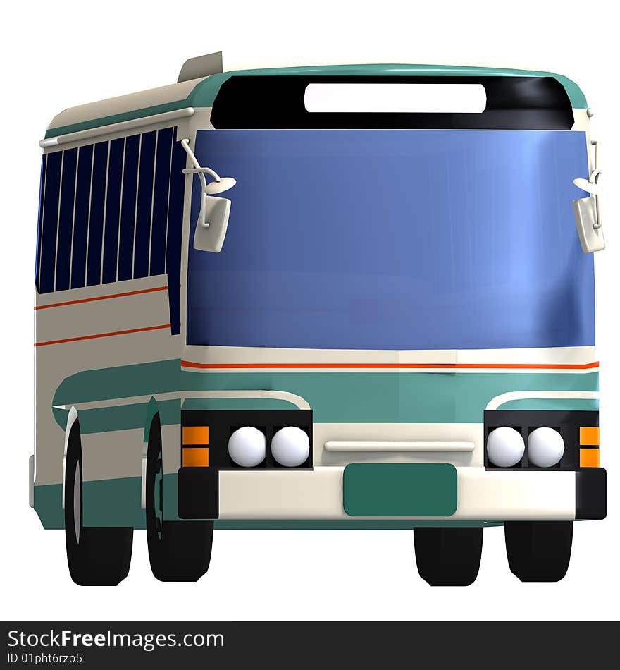 Rendering of a bus with Clipping Path over white. Rendering of a bus with Clipping Path over white