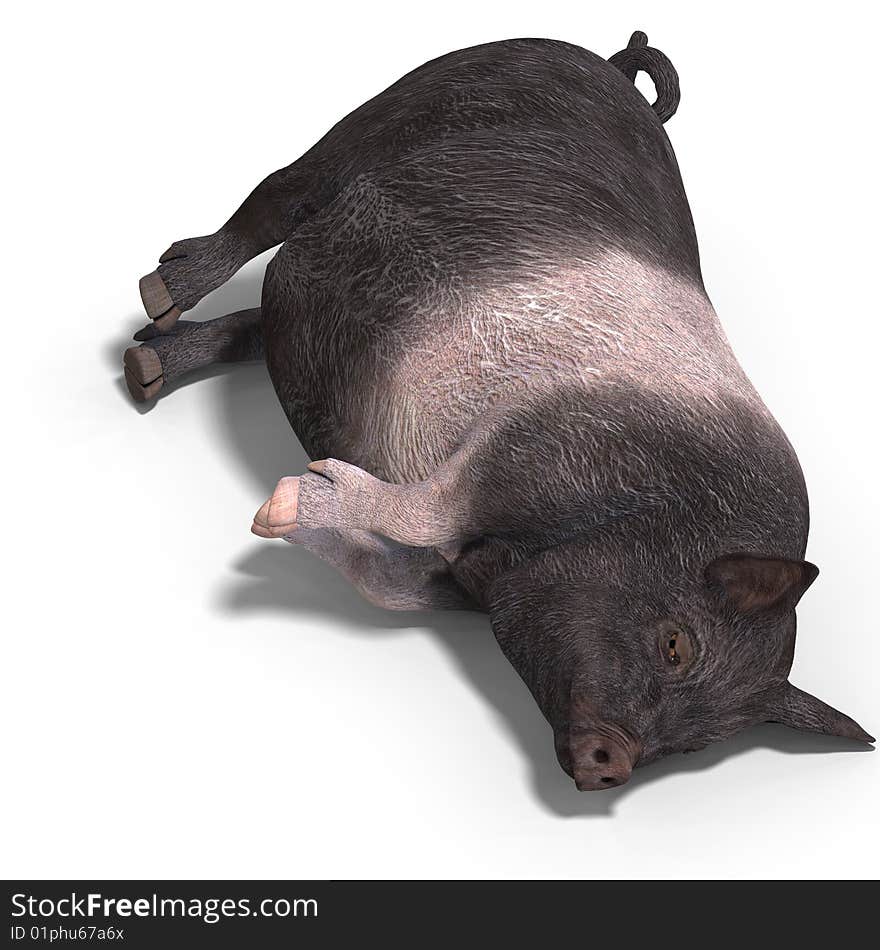 Rendering of a young pig with Clipping Path and shadow over white. Rendering of a young pig with Clipping Path and shadow over white