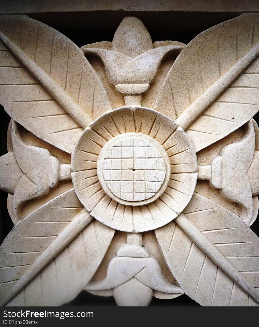 Flower -Traditional Balinese stone carving on sandstone