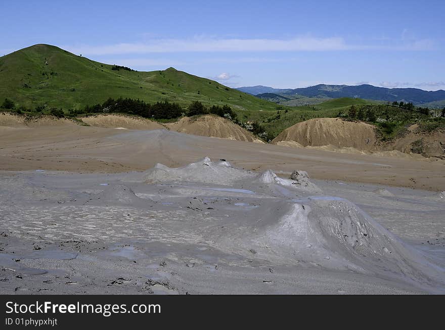 Landscape with muddy volcano from Romania