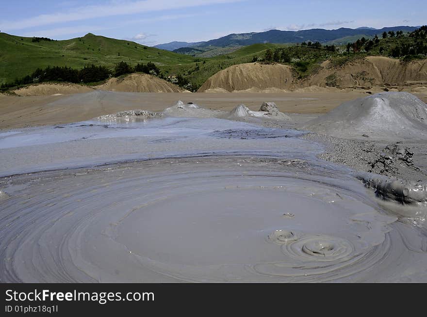 Landscape with muddy volcano from Romania