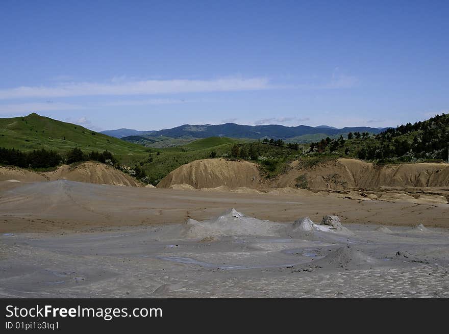 Landscape with muddy volcano from Romania