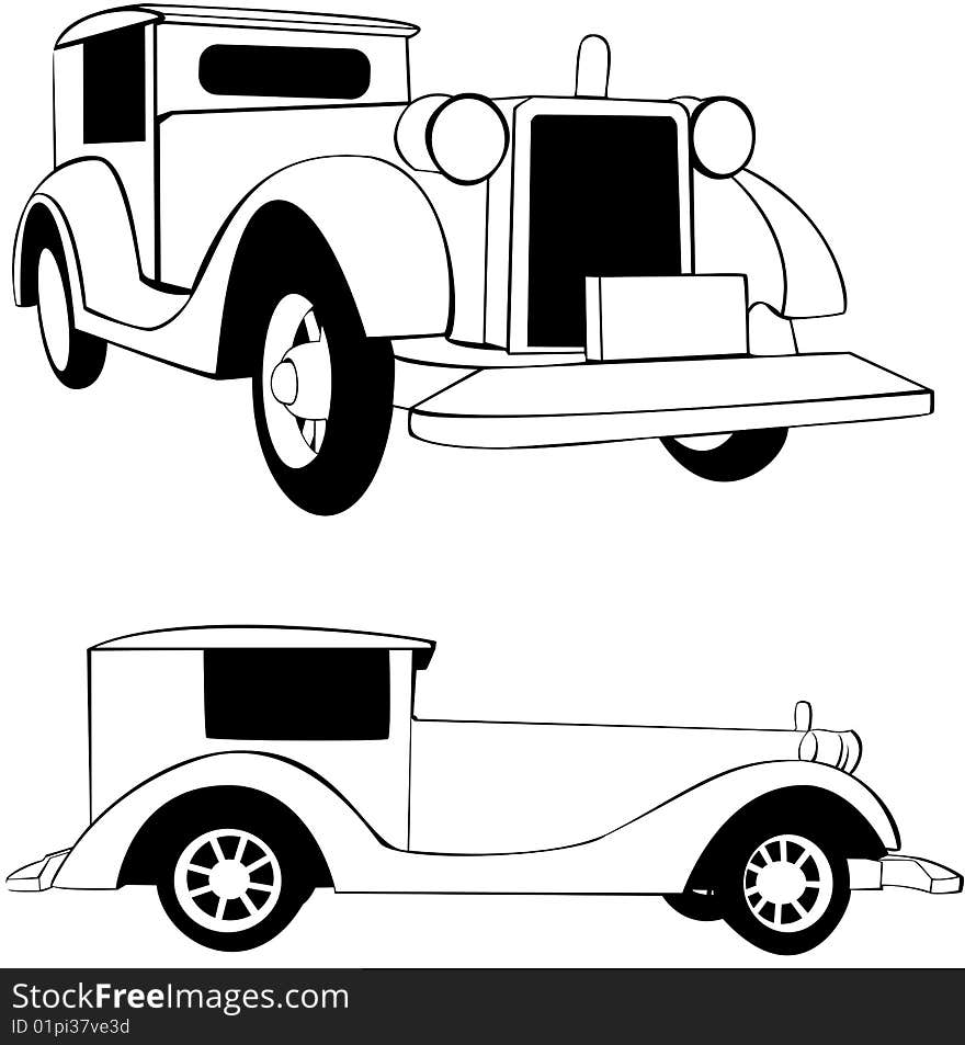 Vector drawn of an old fashioned car