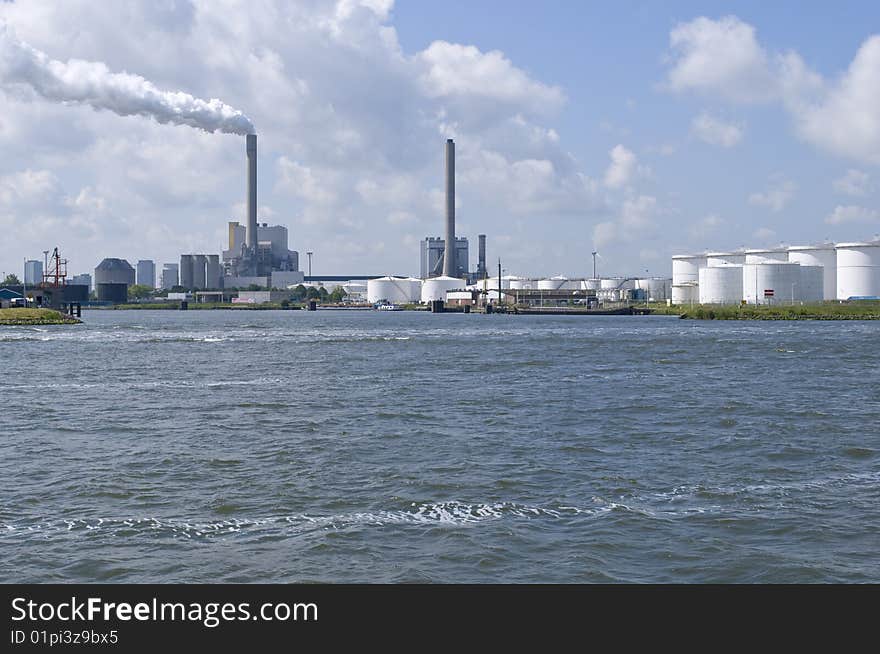 Harbour of Amsterdam, seen from Noordzeekanaal. Harbour of Amsterdam, seen from Noordzeekanaal