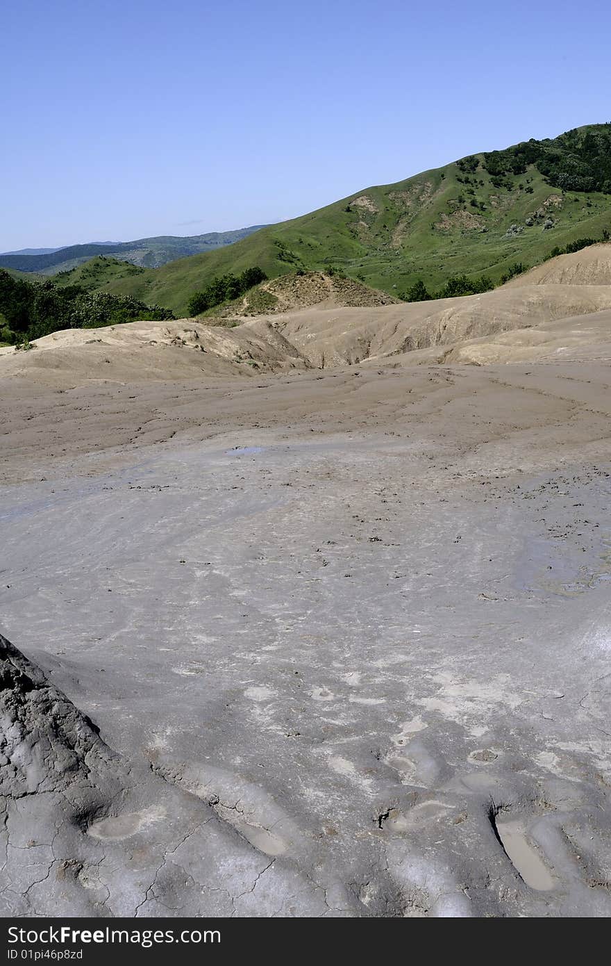 Landscape with different  forms from muddy volcanoes. Landscape with different  forms from muddy volcanoes