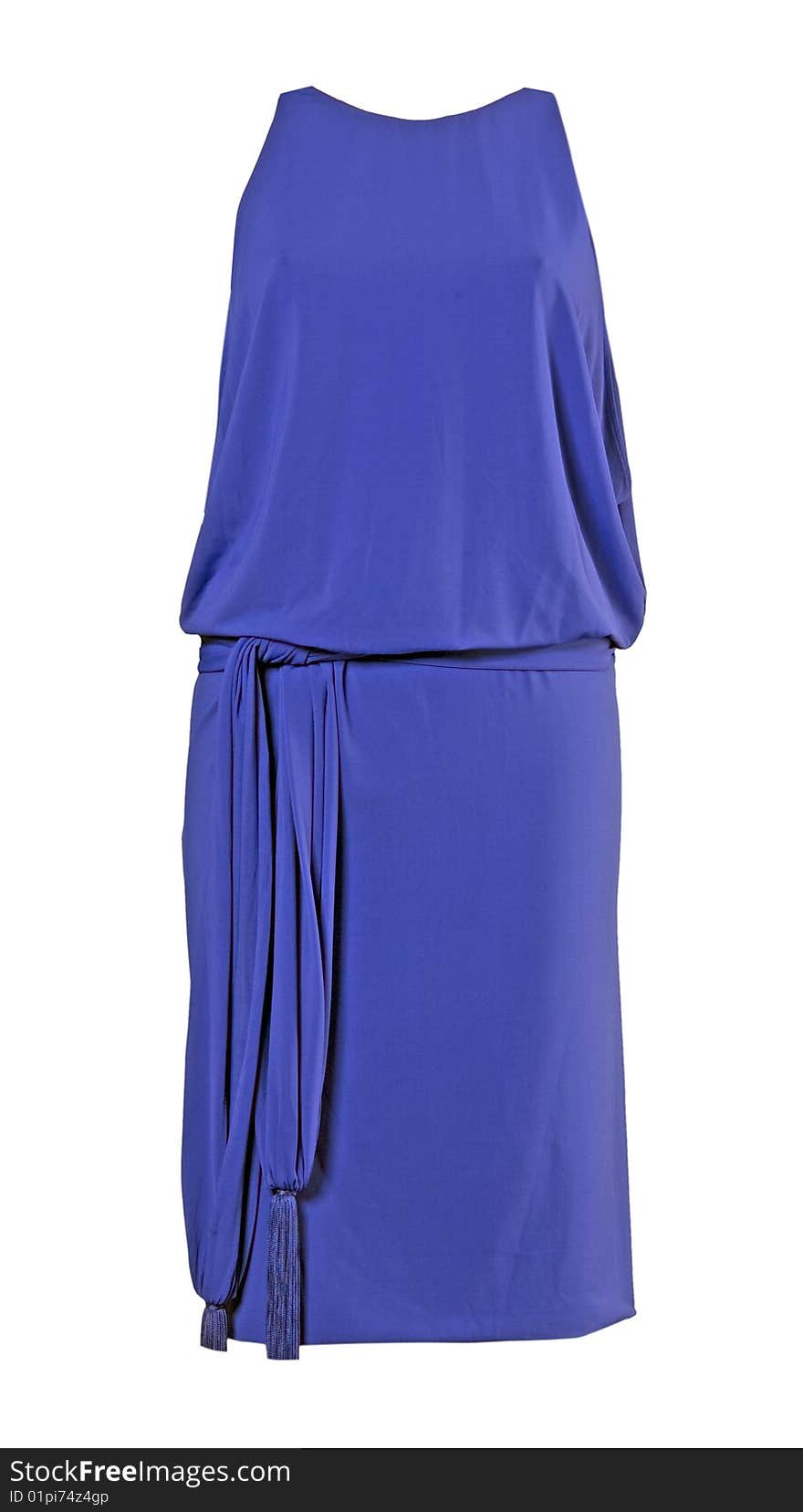 Woman fashion isolated blue silk dress