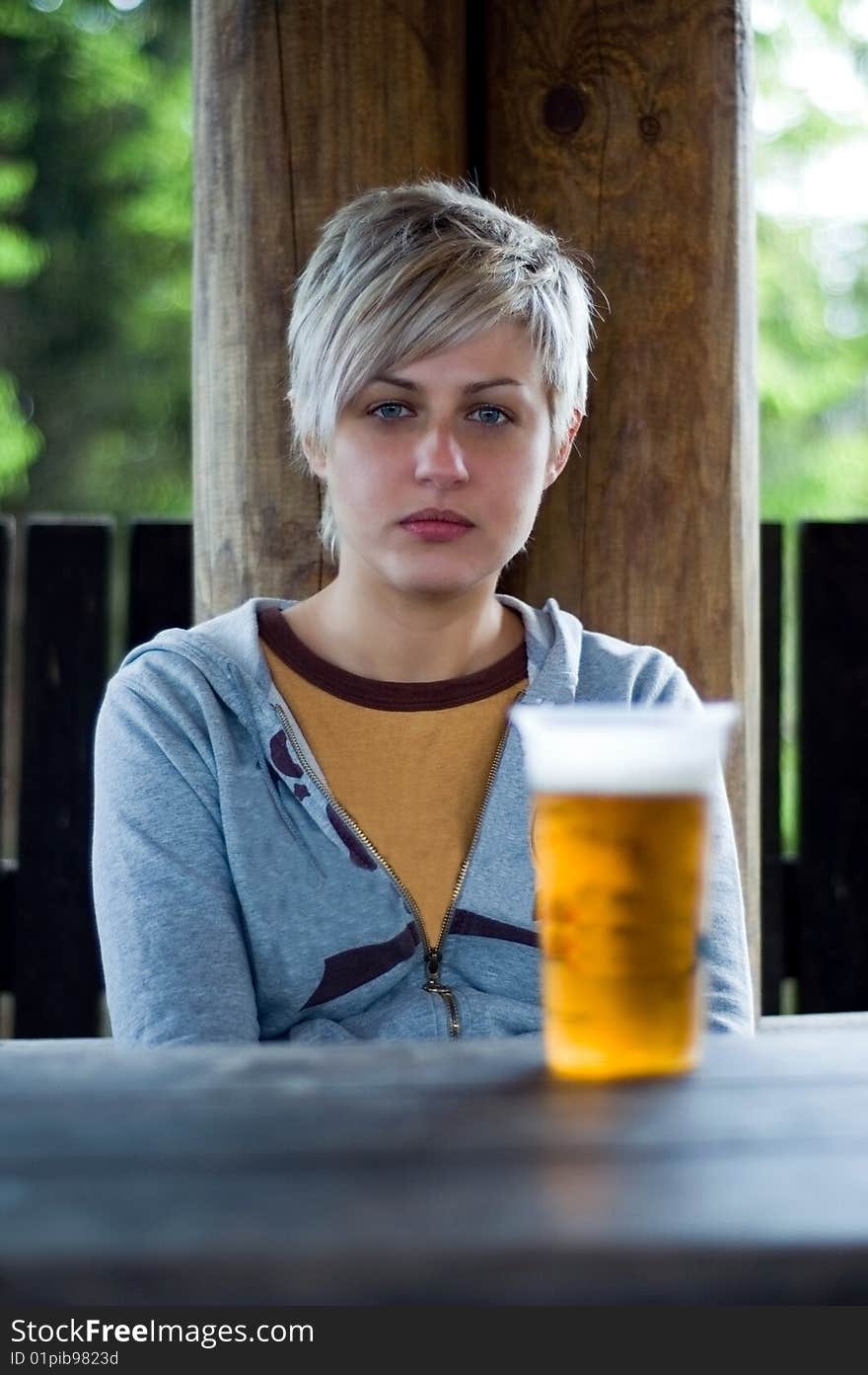 Beautiful Girl With Beer