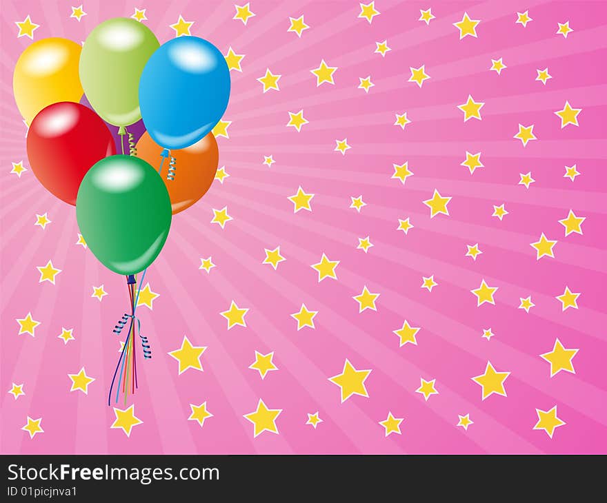 Card with balloons and place for the text. Vector illustration. Card with balloons and place for the text. Vector illustration