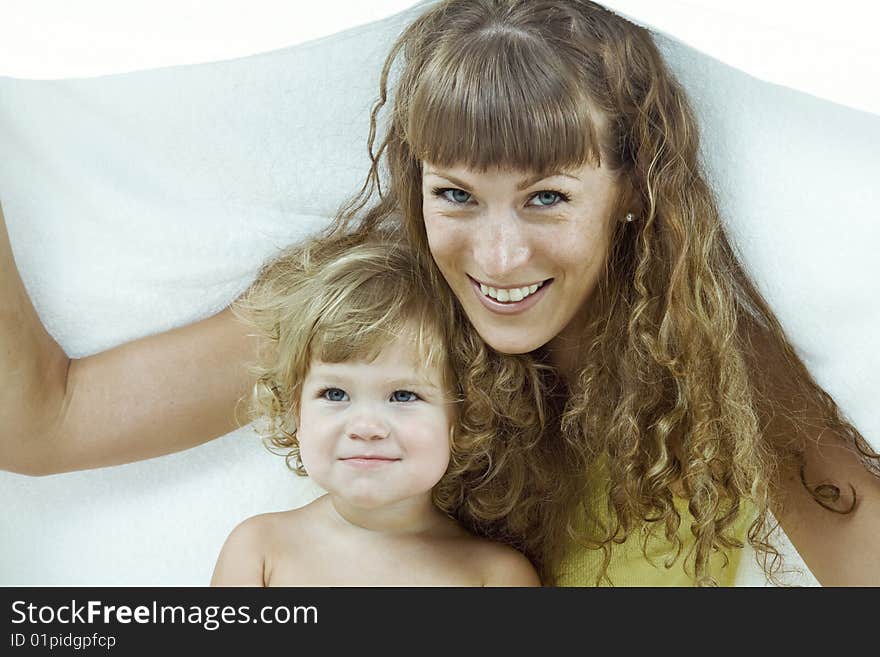 Portrait of happy mother with daughter  having good time. Portrait of happy mother with daughter  having good time