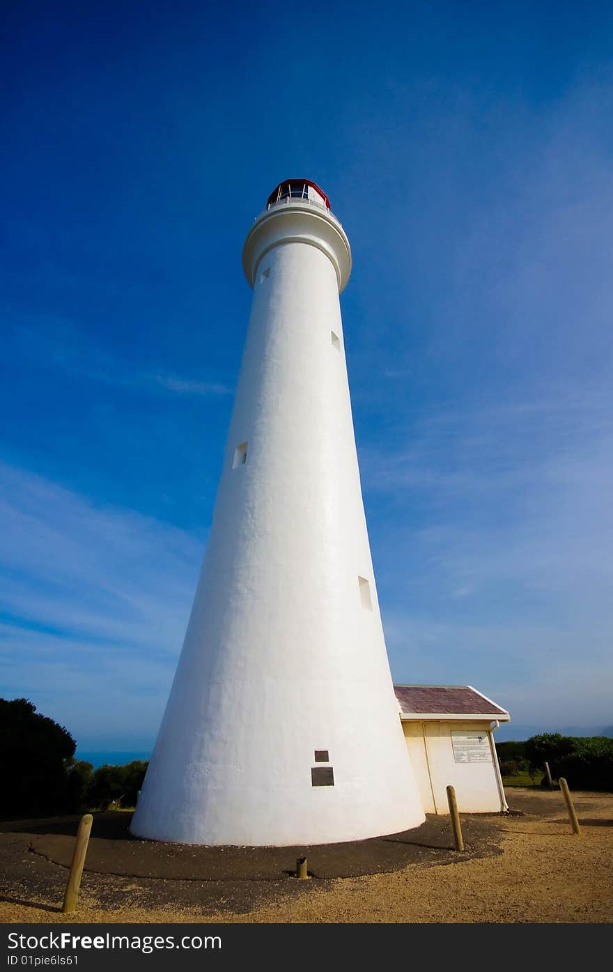 Historical lighthouse along the Great Ocean Drive in Australia