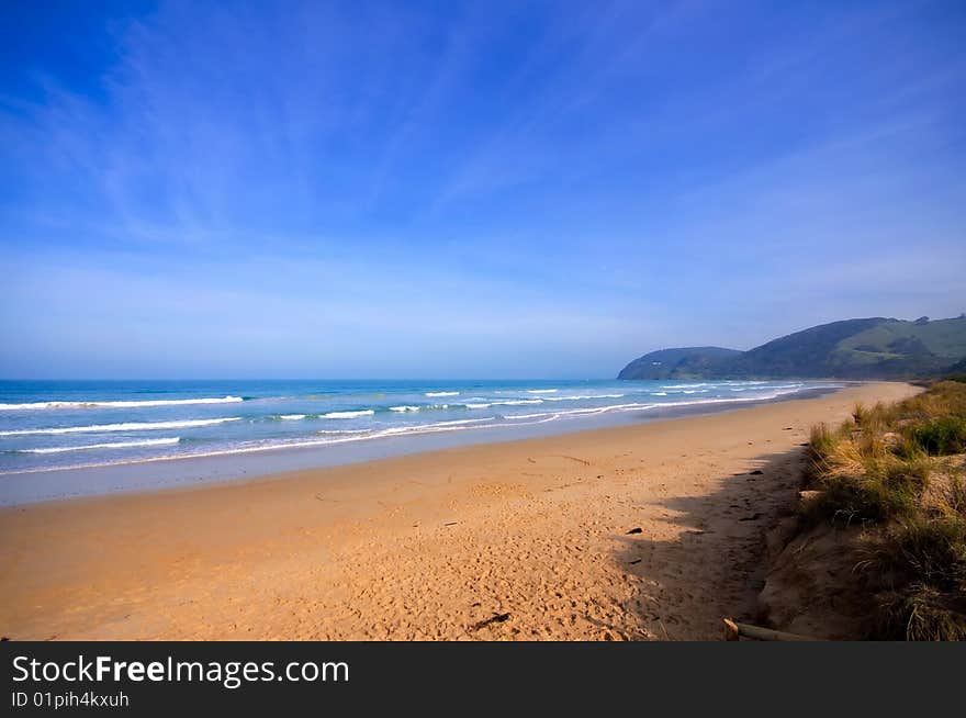 Beautiful beach with hills in the distant