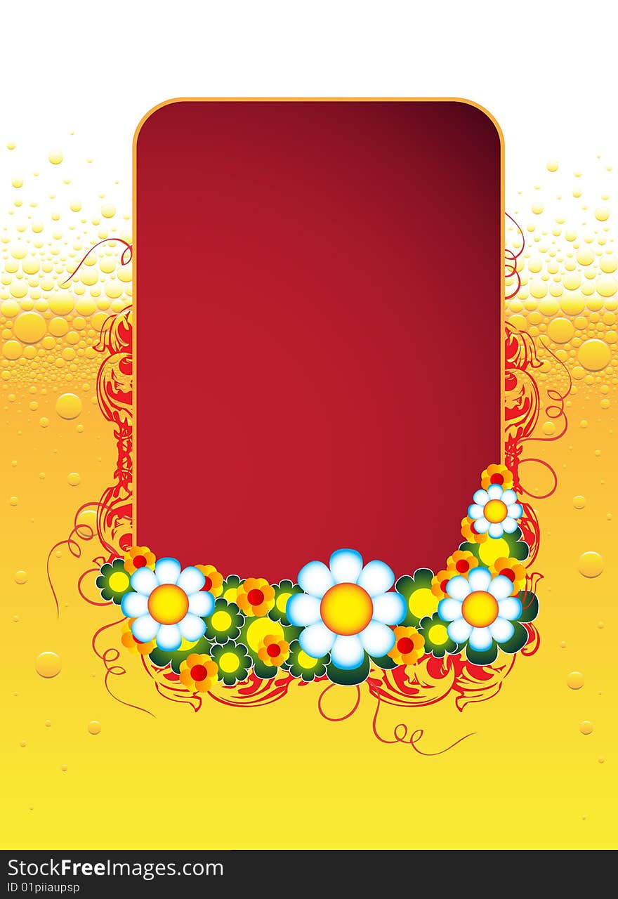 Red floral banner with place for your text