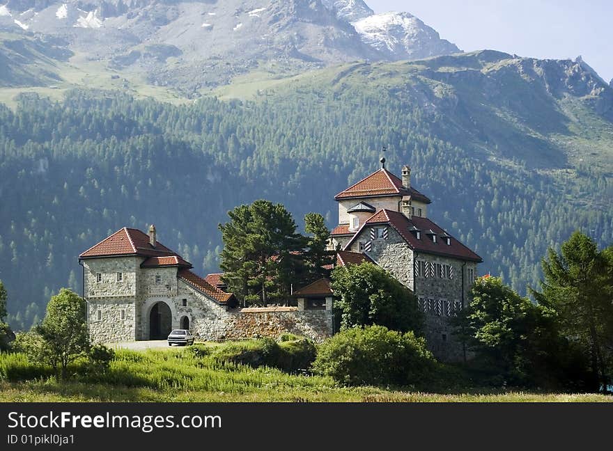 Beautyful old castle with mountains in background. Beautyful old castle with mountains in background