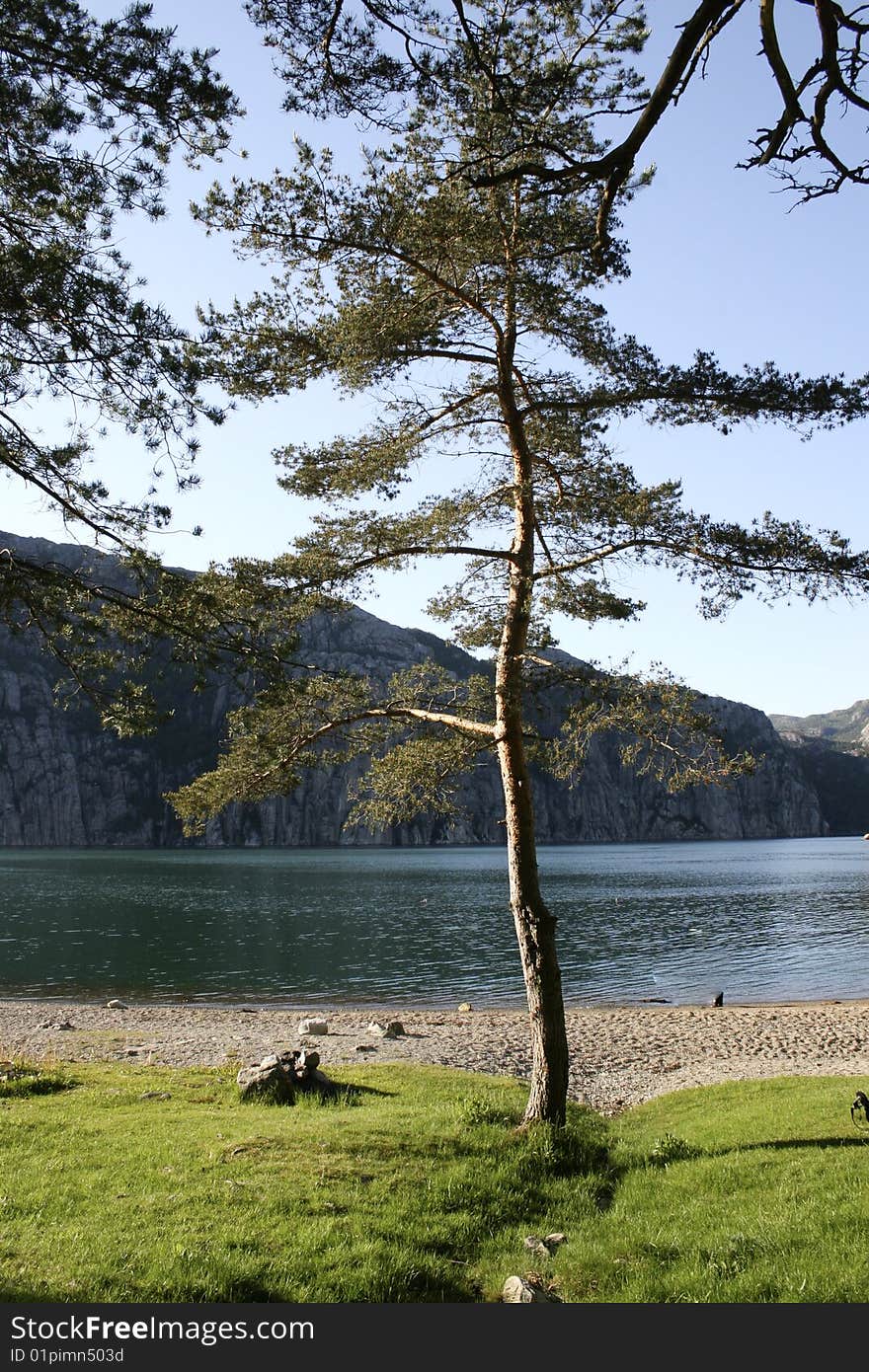 Quiet and calm sea by the Lysefjorden in southern Norway. Quiet and calm sea by the Lysefjorden in southern Norway