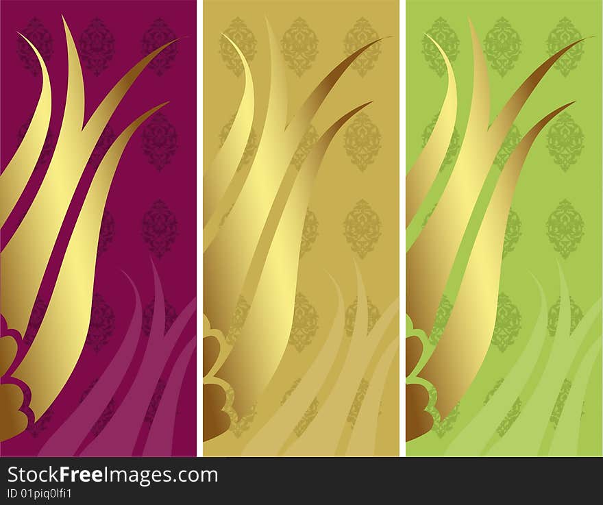 Elegant golden traditional ottoman turkish design illustration set