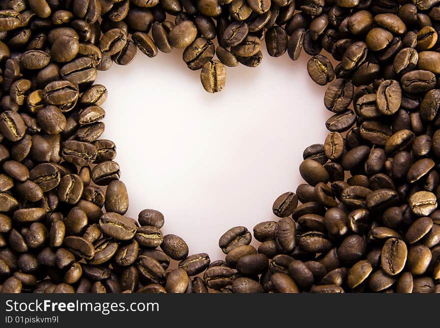 Coffee beans forms heart