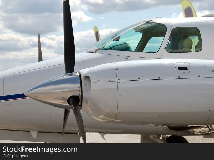 Small aircraft is placed on airport. Small aircraft is placed on airport