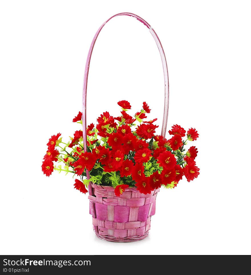 Hanging Basket With Flowers Isolated