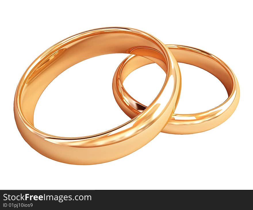 Two gold wedding rings isolated. Two gold wedding rings isolated