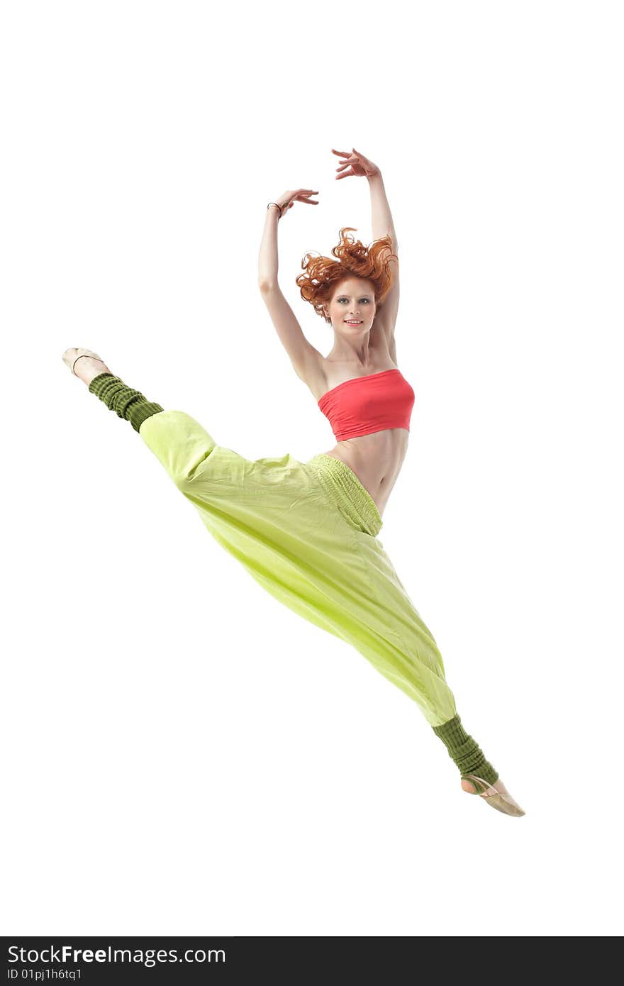 Modern style dancer posing on studio background. Modern style dancer posing on studio background