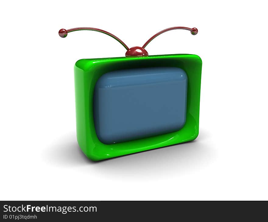 Abstract 3d illustration of cartoon stylized tv over white background. Abstract 3d illustration of cartoon stylized tv over white background