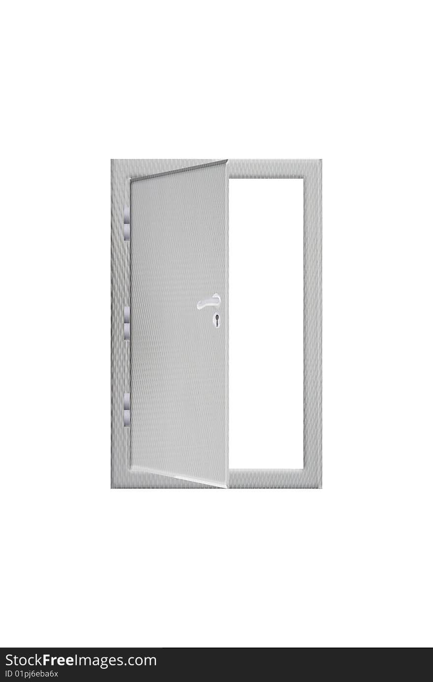 Modern metallic door,made of steel,opened. Modern metallic door,made of steel,opened