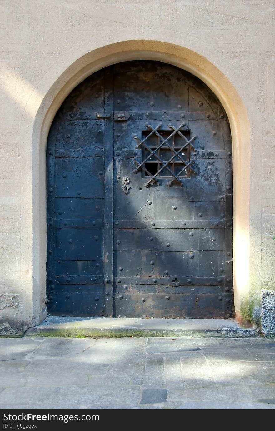 The old steel door to castle. The old steel door to castle