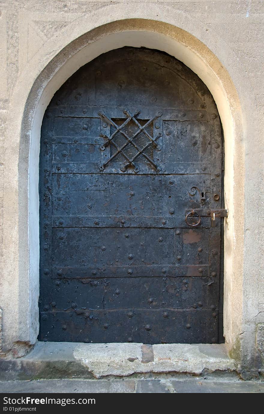 The old steel door to castle. The old steel door to castle