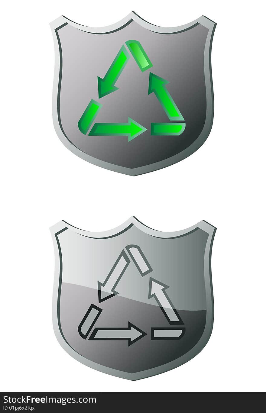 The recycle shield. A vector. Without mesh.