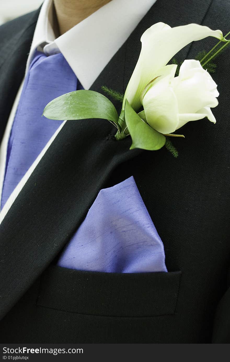 Groom With White Rose Buttonhole