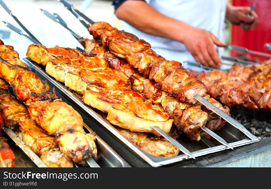 The image of shashlik cooking