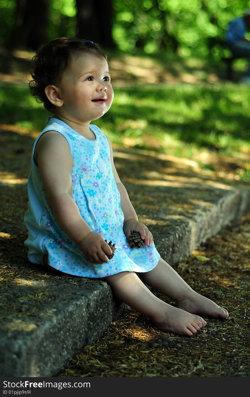 Baby girl in park