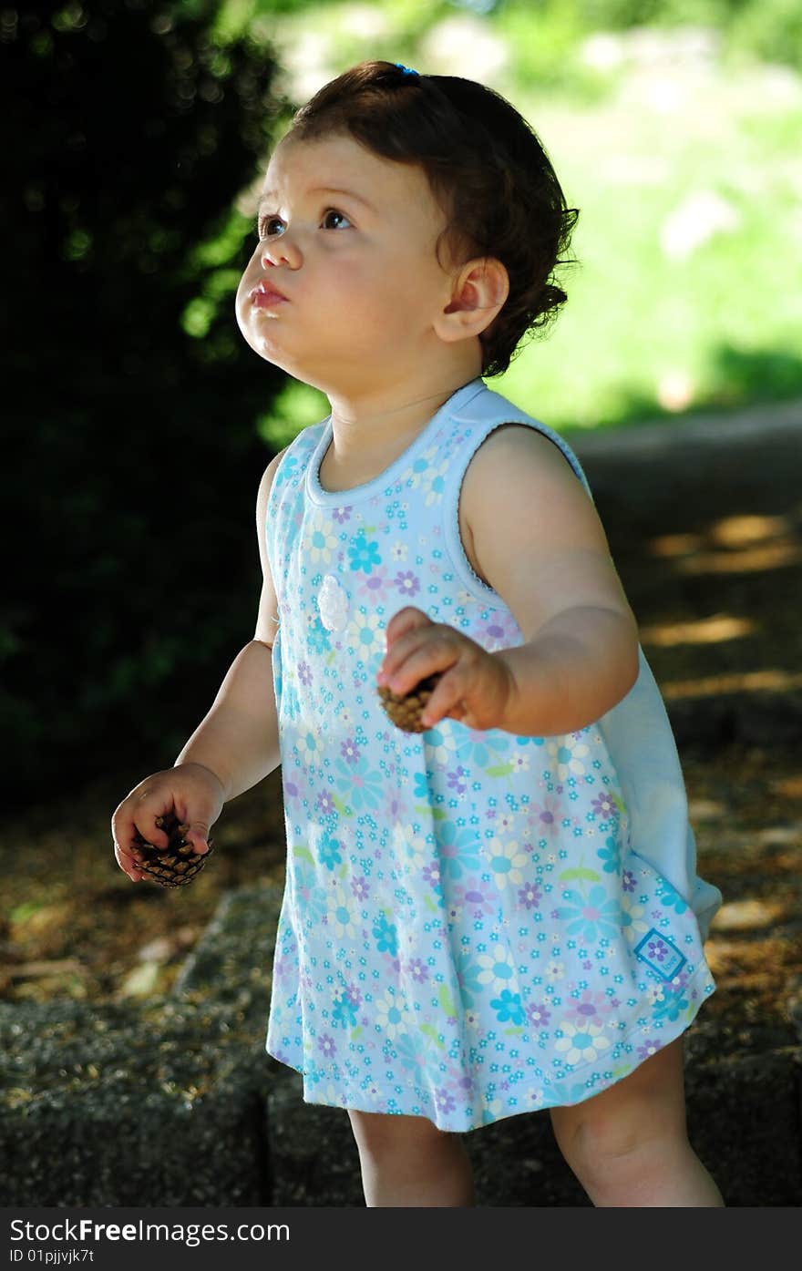 Outdoor shot of a baby girl. Outdoor shot of a baby girl