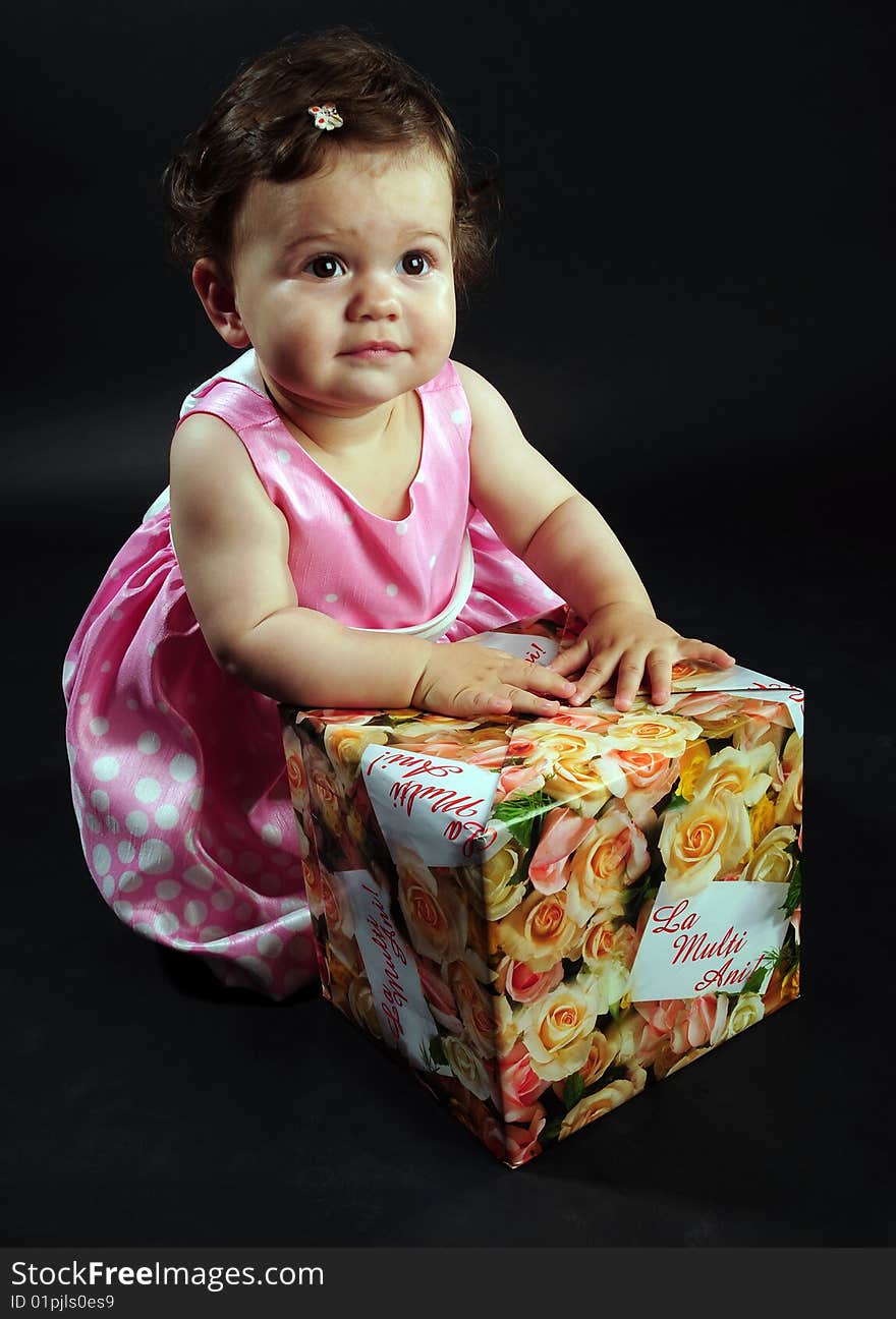 Baby girl with present